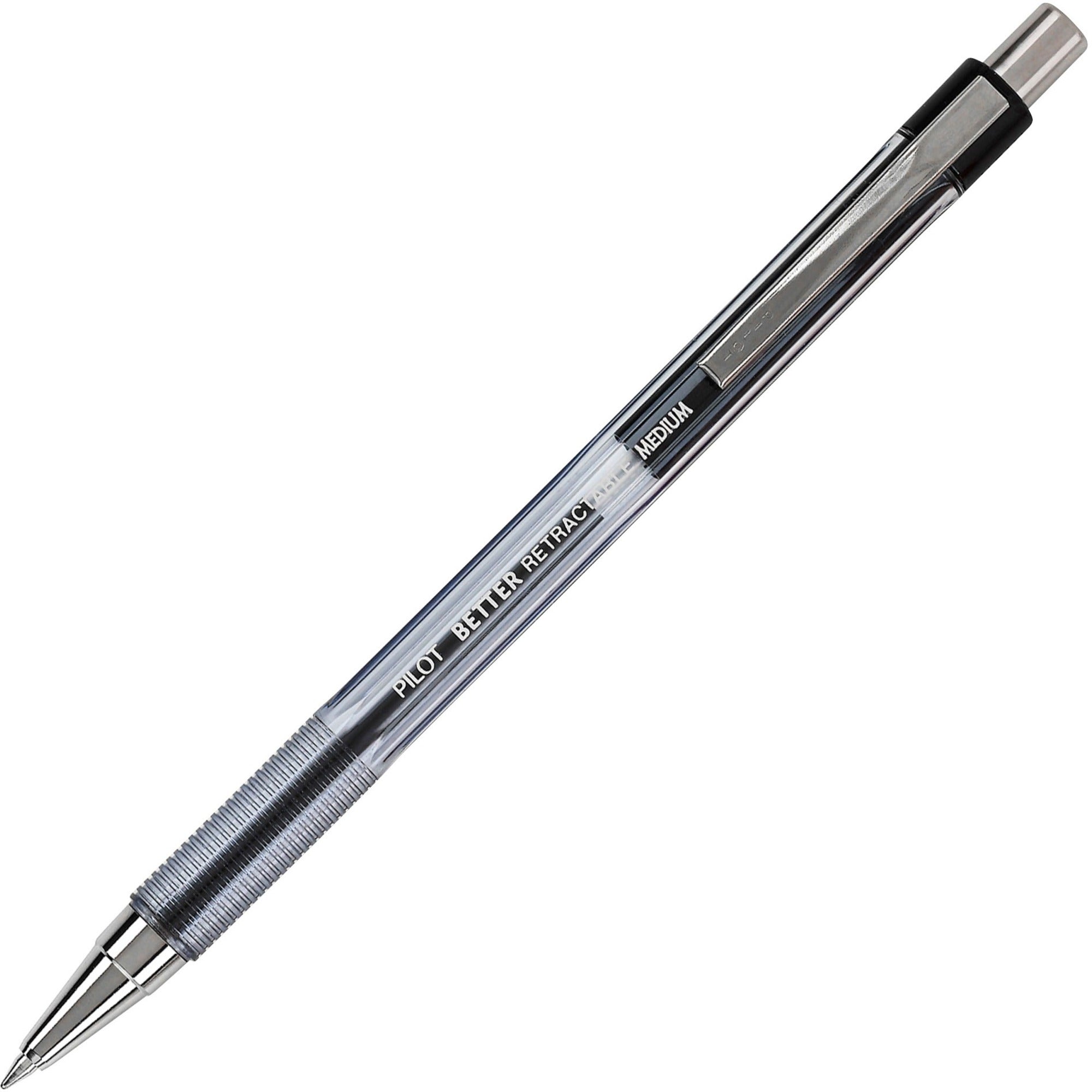 Pilot Better Retractable Ballpoint Pens - 0.7 mm Pen Point - Refillable - Retractable - Black Ink - Translucent Barrel - 1 Dozen