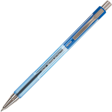 Pilot Better Retractable Ballpoint Pens - 1 mm Pen Point - Refillable - Retractable - Blue Ink - Translucent Barrel - 1 Dozen