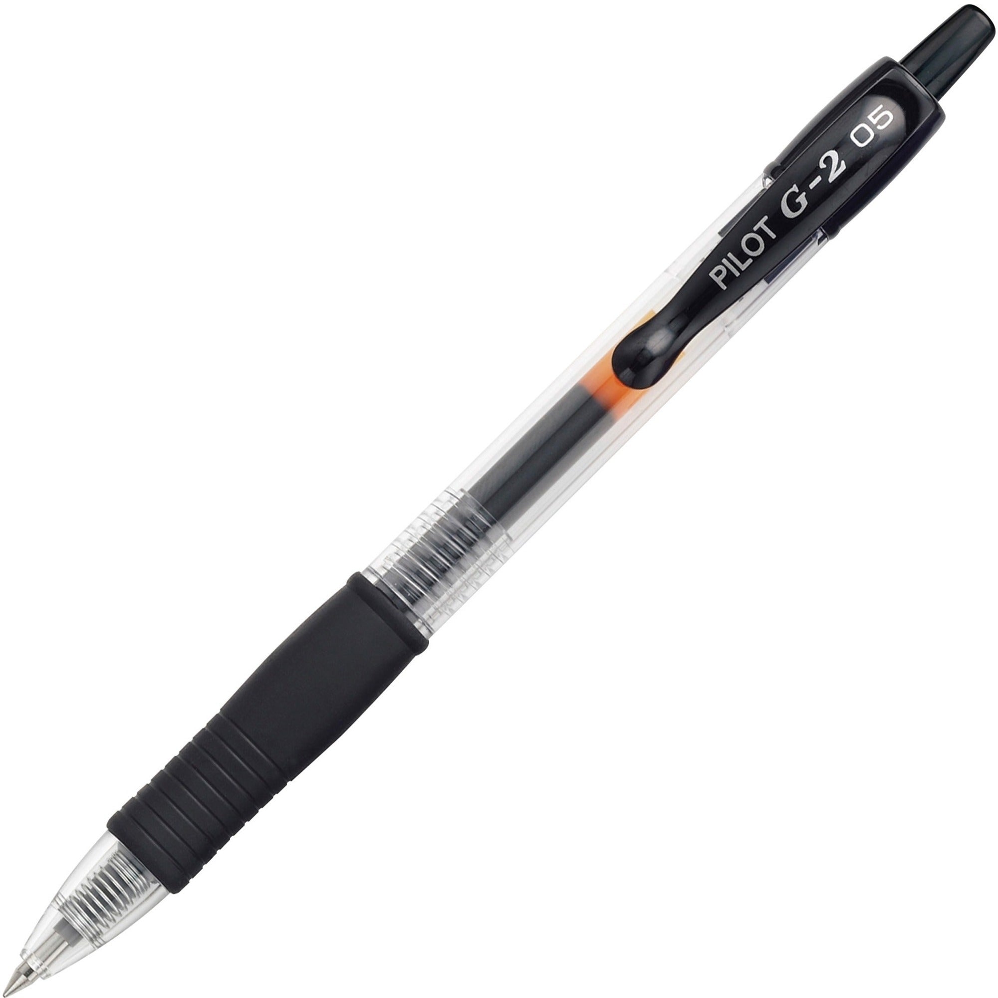 Pilot G2 Gel Ink Rolling Ball Pen - 0.5 mm Extra Fine Pen Point - Refillable - Retractable - Black Ink - Gel-based - Translucent Barrel - 1 Dozen