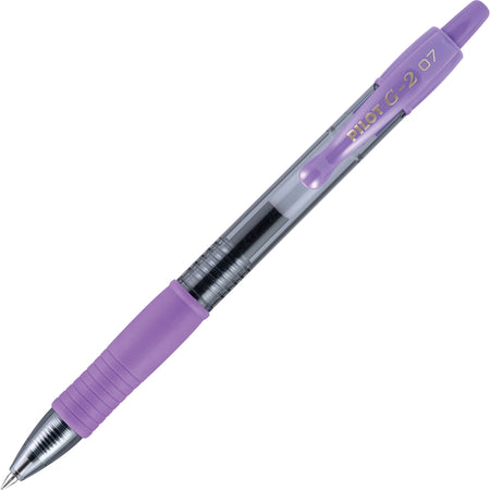 Pilot G2 Retractable Gel Ink Rollerball Pens - 0.7 mm Fine Pen Point - Refillable - Retractable - Purple Ink - Gel-based - Translucent Barrel - 1 Dozen