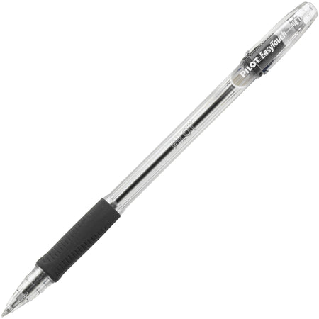 Pilot EasyTouch Ballpoint Pens - 1 mm Medium Pen Point - Refillable - Black Ink - Oil Based - Clear Barrel - 1 Dozen