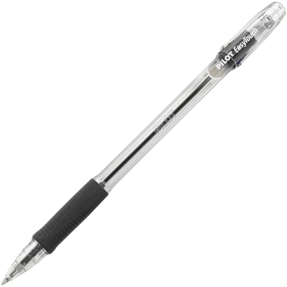 Pilot EasyTouch Ballpoint Pens - 1 mm Medium Pen Point - Refillable - Black Ink - Oil Based - Clear Barrel - 1 Dozen