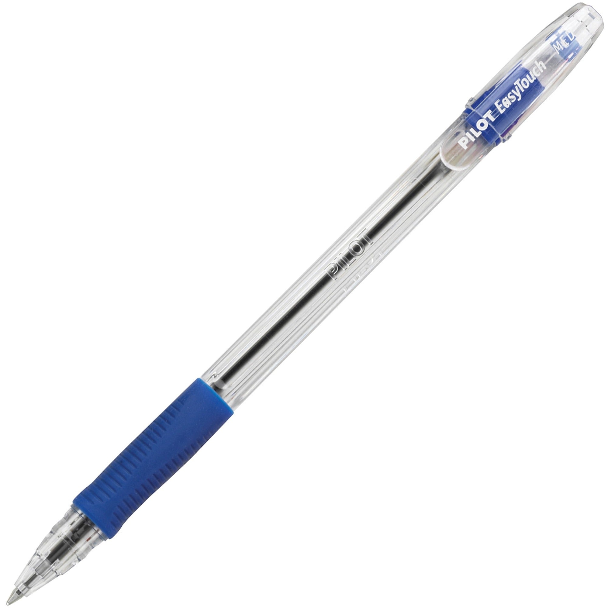 Pilot EasyTouch Ballpoint Pens - 1 mm Medium Pen Point - Refillable - Blue Ink - Blue Barrel - 1 Dozen
