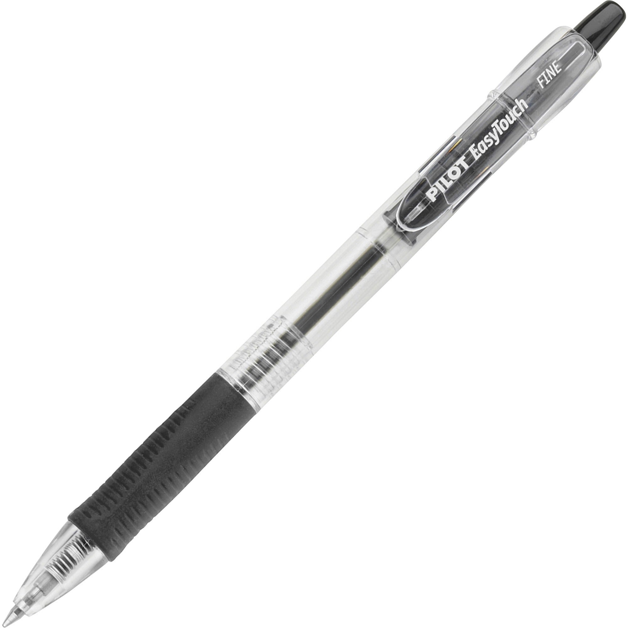 Pilot EasyTouch Retractable Ballpoint Pens - 0.7 mm Fine Pen Point - Refillable - Retractable - Black Ink - Clear Barrel - 1 Dozen