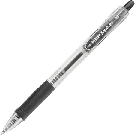 Pilot EasyTouch Retractable Ballpoint Pens - 1 mm Medium Pen Point - Refillable - Retractable - Black Ink - Clear Barrel - 1 Dozen