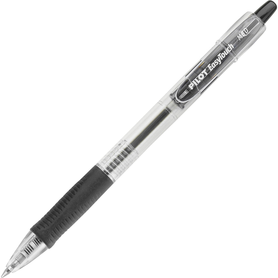 Pilot EasyTouch Retractable Ballpoint Pens - 1 mm Medium Pen Point - Refillable - Retractable - Black Ink - Clear Barrel - 1 Dozen