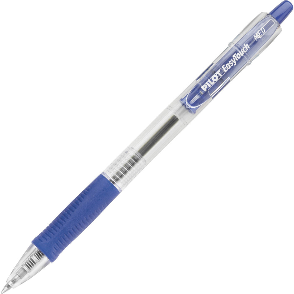 Pilot EasyTouch Retractable Ballpoint Pens - 1 mm Medium Pen Point - Refillable - Retractable - Blue Ink - Clear Barrel - 1 Dozen