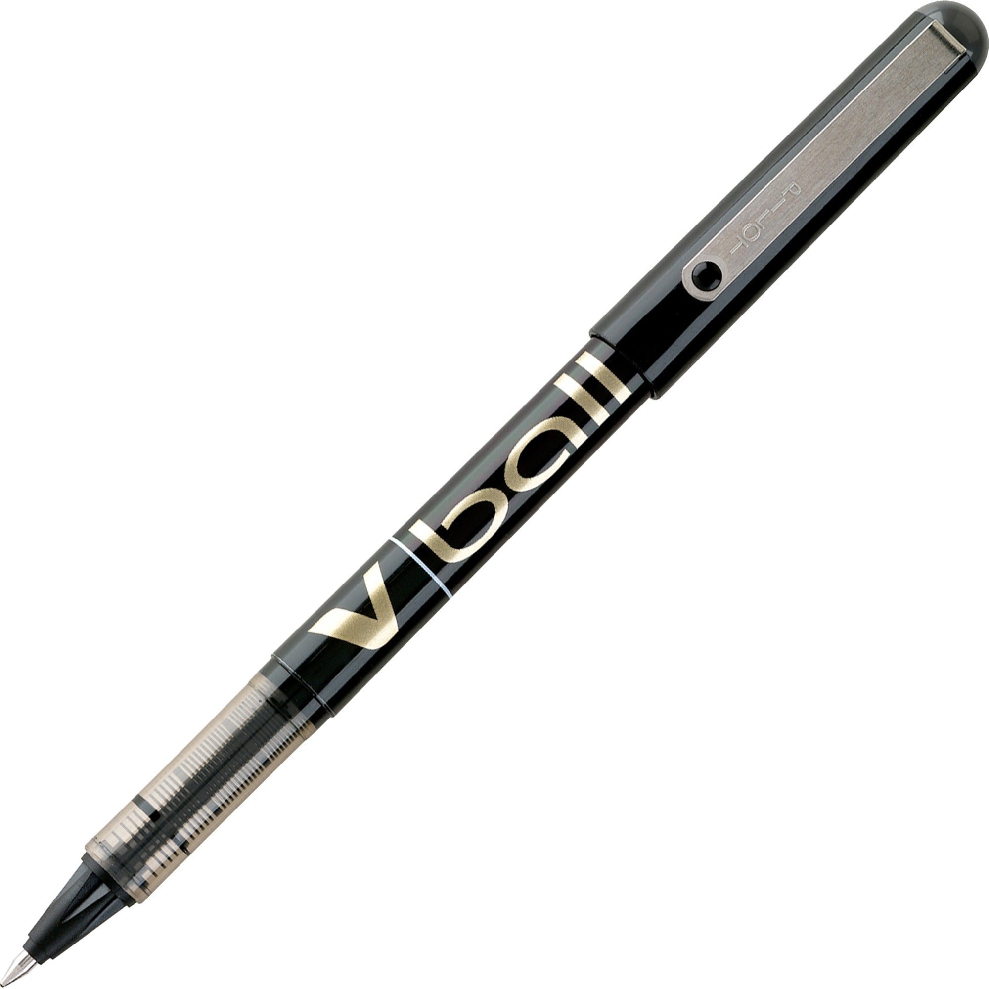 Pilot Vball Liquid Ink Pens - 0.7 mm Fine Pen Point - Black Ink - Black Barrel - 1 Dozen