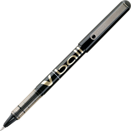 Pilot Vball Liquid Ink Pens - 0.7 mm Fine Pen Point - Black Ink - Black Barrel - 1 Dozen