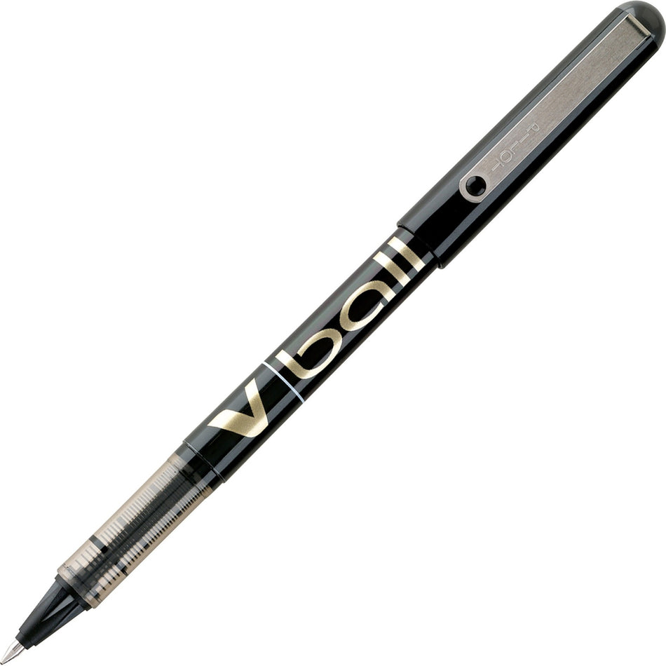 Pilot Vball Liquid Ink Pens - 0.7 mm Fine Pen Point - Black Ink - Black Barrel - 1 Dozen