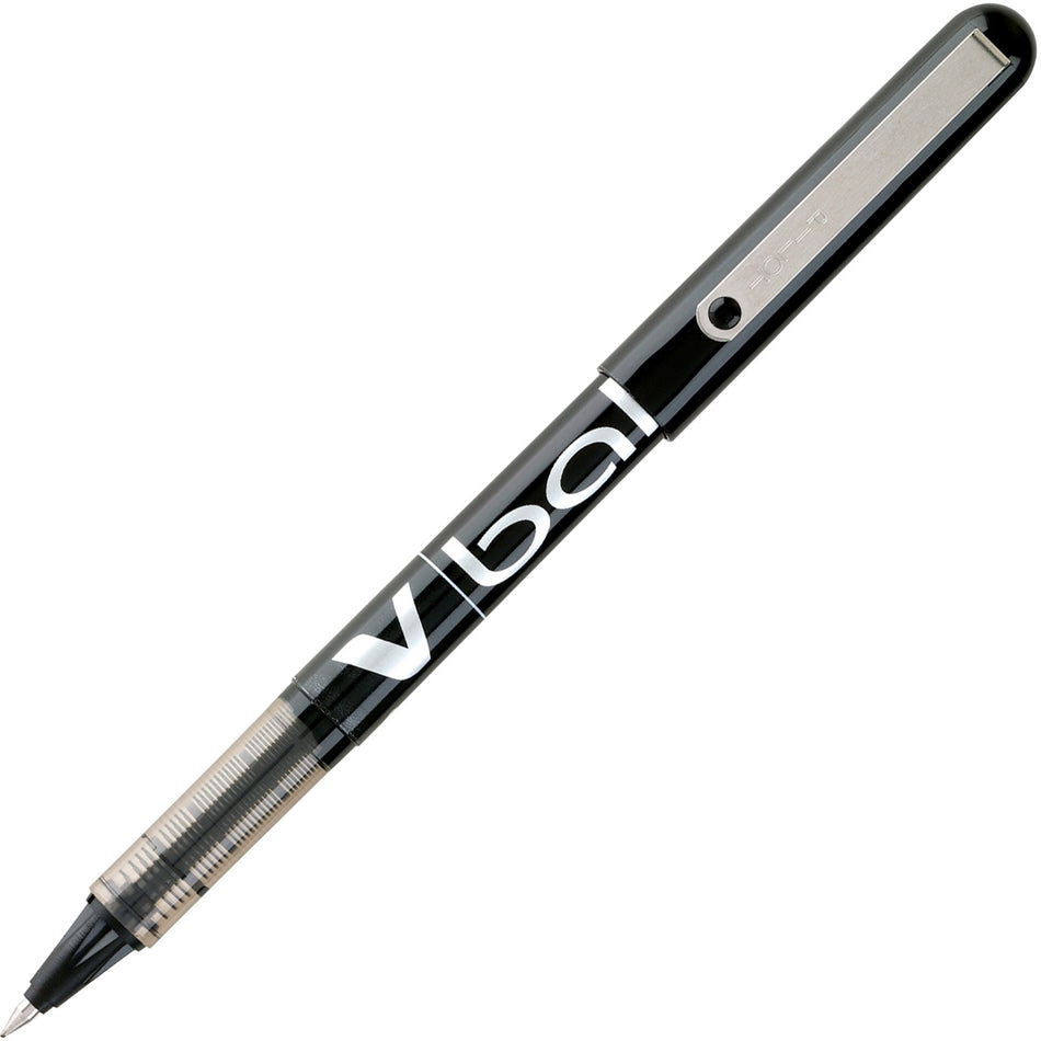 Pilot Vball Liquid Ink Pens - 0.5 mm Fine Pen Point - Black Ink - Black Barrel - 1 Dozen