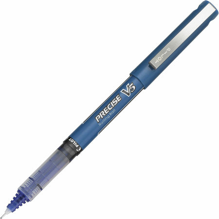 Pilot Precise V5 Extra-Fine Premium Capped Rolling Ball Pens - 0.5 mm Extra Fine Pen Point - Blue Ink - Blue Plastic Barrel - 1 Dozen