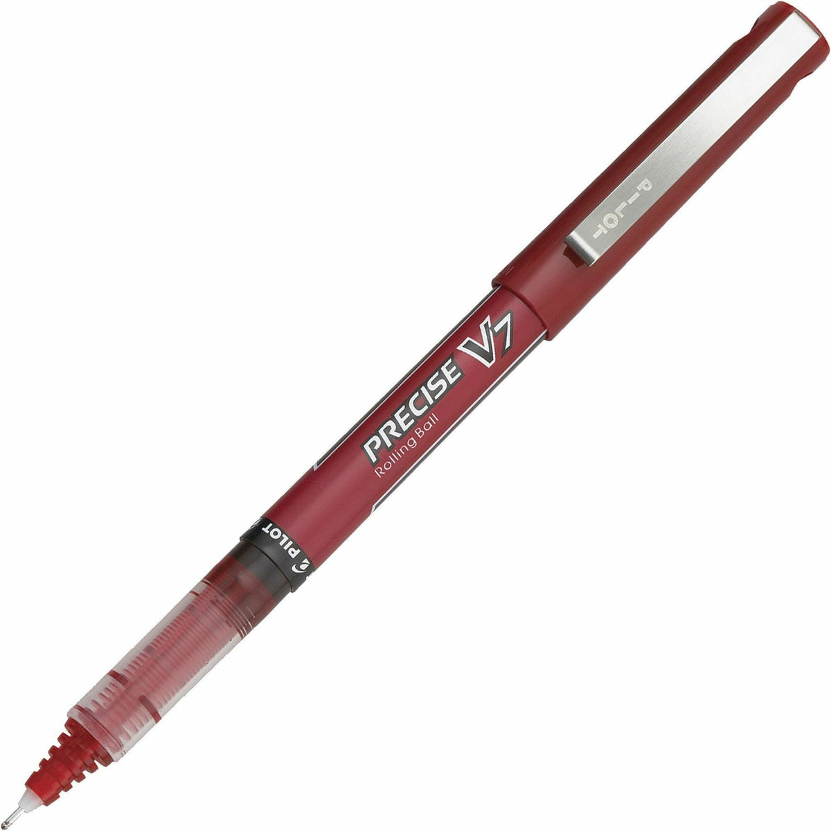 Pilot Precise V7 Fine Premium Capped Rolling Ball Pens - 0.7 mm Fine Pen Point - Red Ink - Red Plastic Barrel - 1 Dozen