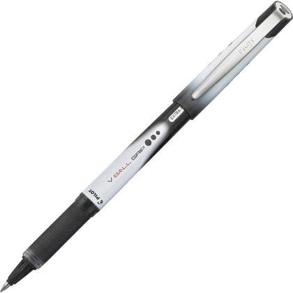 Pilot Vball Grip Rollerball Pens - 0.5mm Fine Point - Black Ink - Metal Barrel