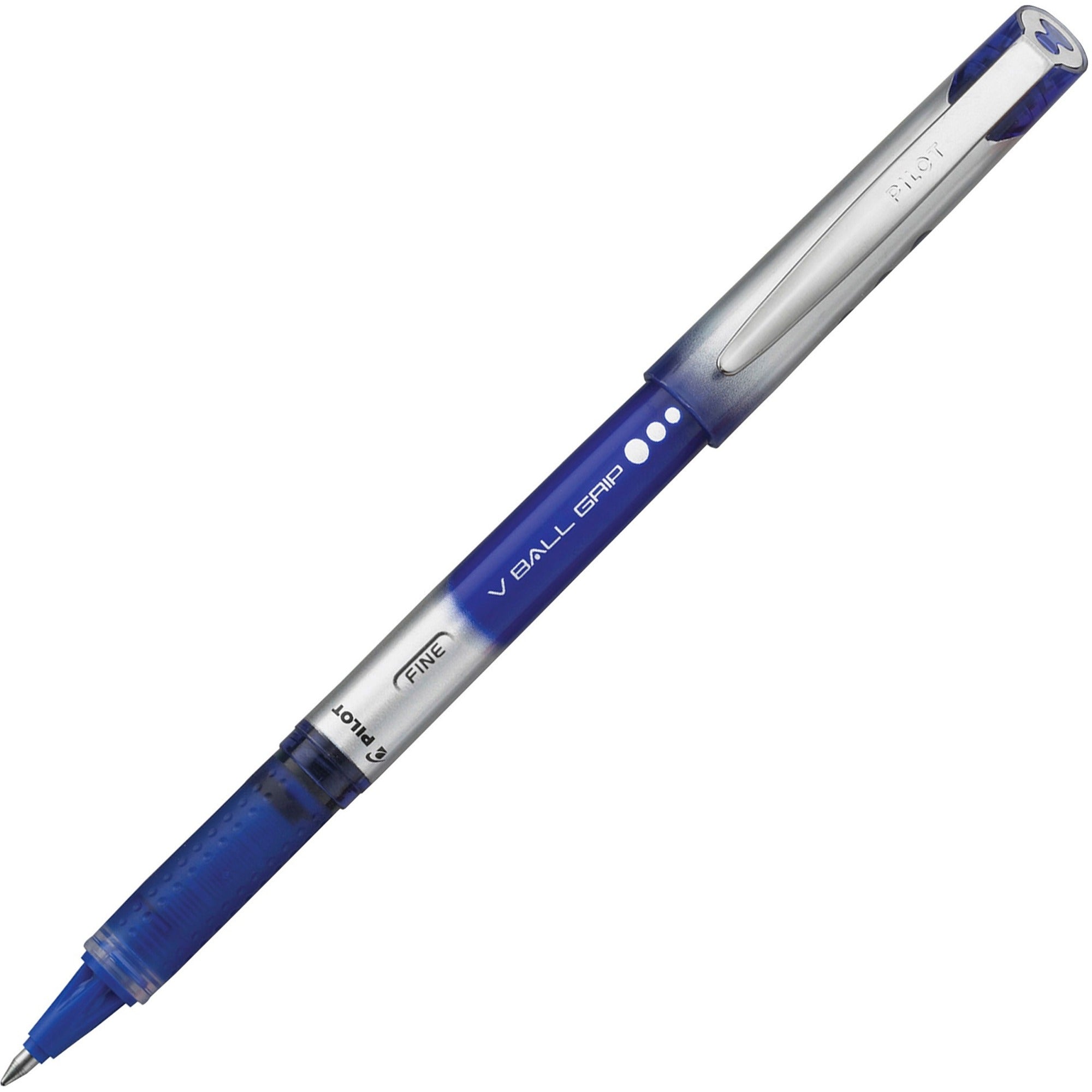 Pilot Vball Grip Liquid Ink Rollerball Pens - 0.7 mm Fine Pen Point - Blue Ink - 1 Dozen
