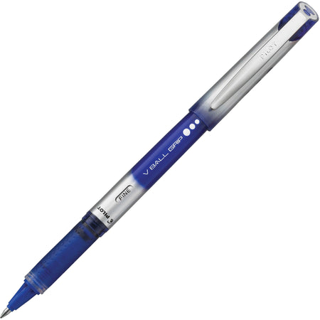 Pilot Vball Grip Liquid Ink Rollerball Pens - 0.7 mm Fine Pen Point - Blue Ink - 1 Dozen