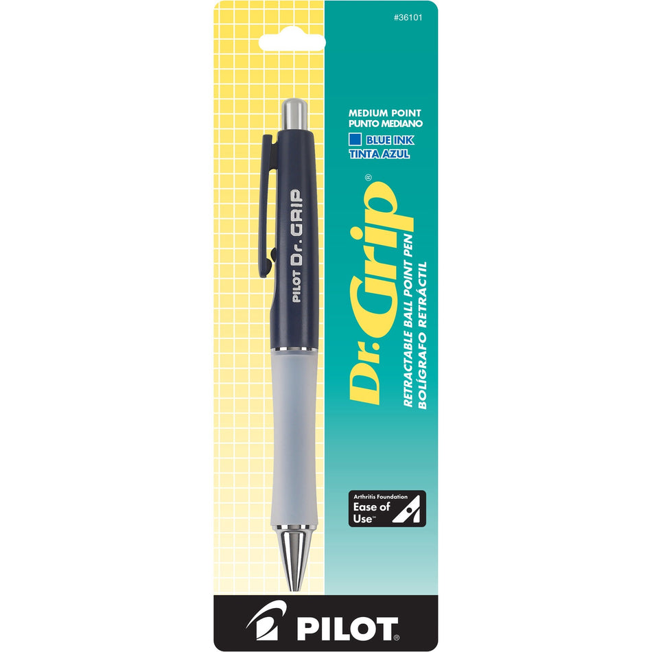 Pilot Dr. Grip Retractable Ballpoint Pens - 1 mm Medium Pen Point - Refillable - Retractable - Blue Ink - Blue Barrel - 1 Each