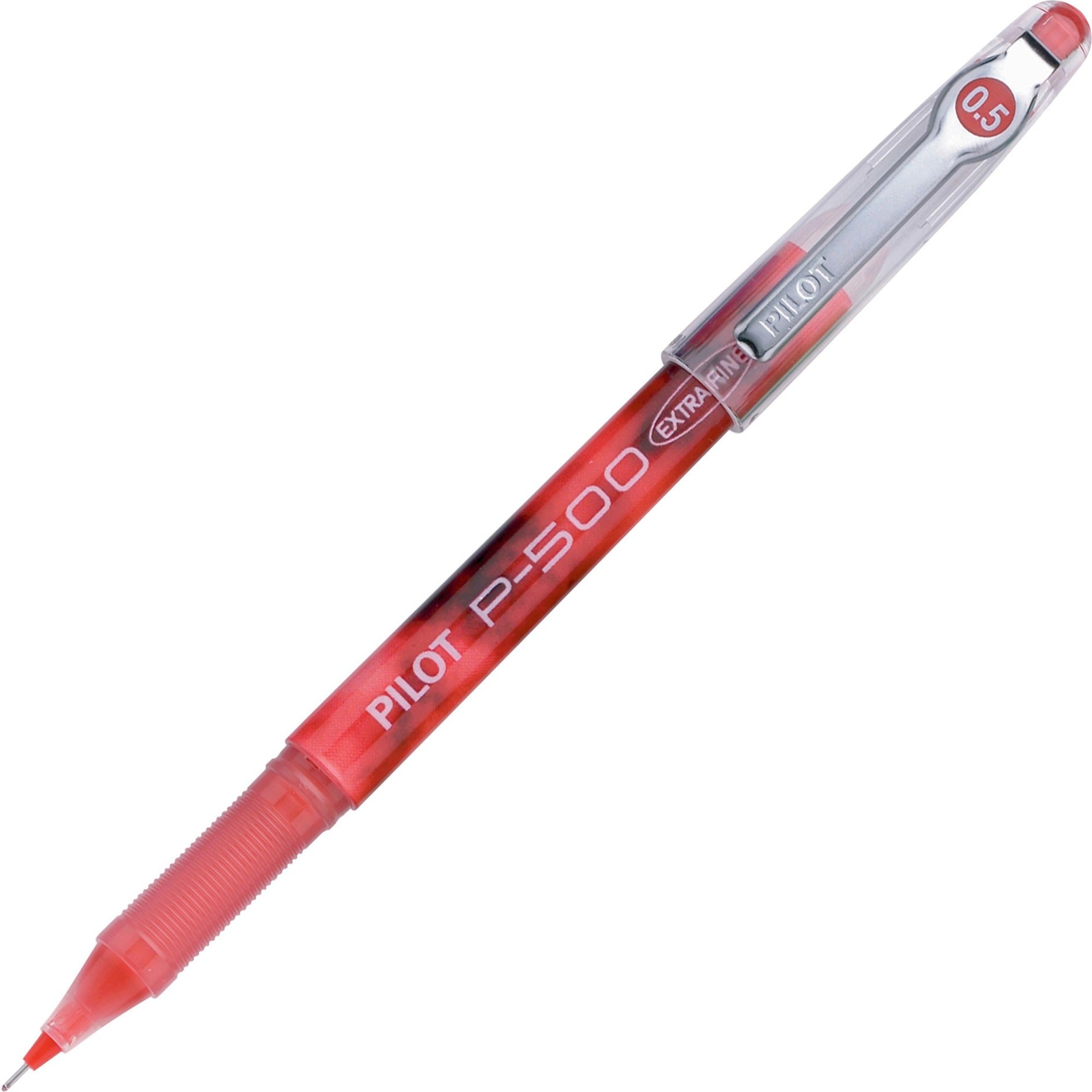 Pilot Precise P-500 Precision Point Extra-Fine Capped Gel Rolling Ball Pens - 0.5 mm Extra Fine Needle Pen Point - Red Ink - Gel-based - Red Barrel - 1 Dozen