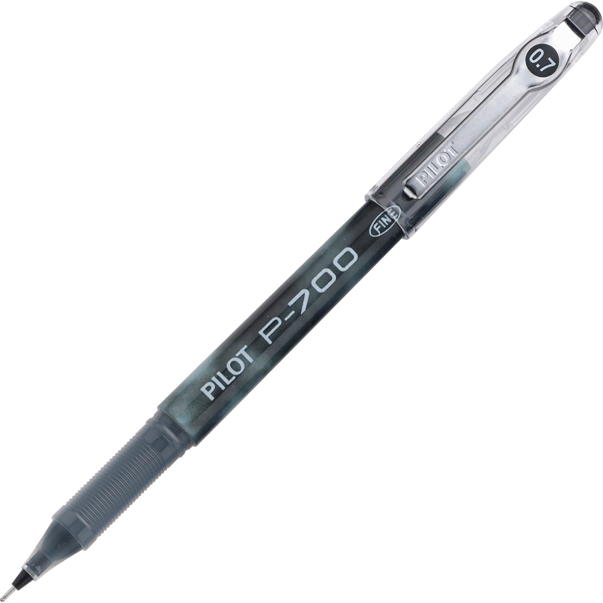Pilot Precise P-700 Precision Point Fine Capped Gel Rolling Ball Pens - 0.7 mm Fine Pen Point - Black Ink - Gel-based - Black Barrel - 1 Dozen