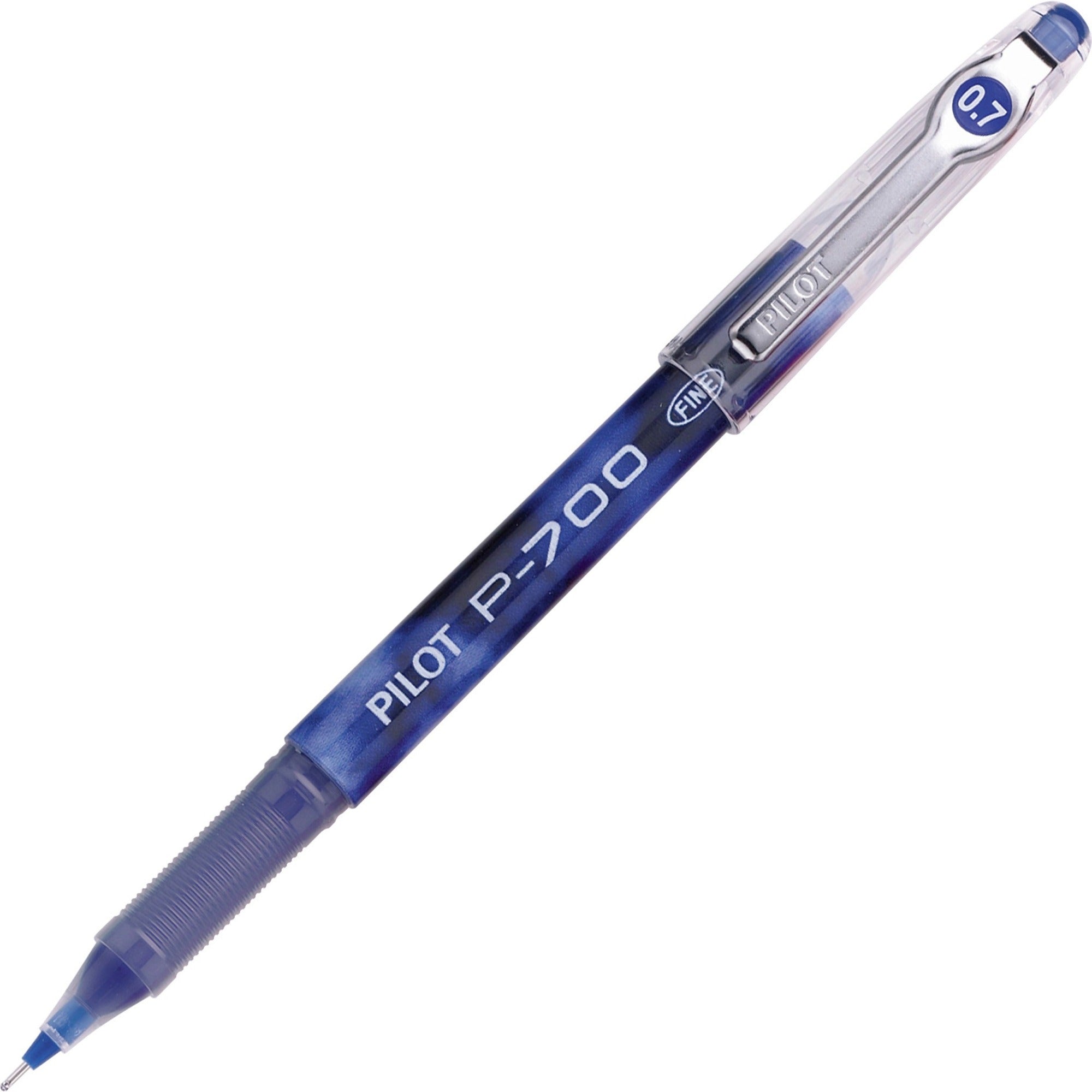 Pilot Precise P-700 Precision Point Fine Capped Gel Rolling Ball Pens - 0.7 mm Fine Pen Point - Blue Ink - Gel-based - Blue Barrel - 1 Dozen