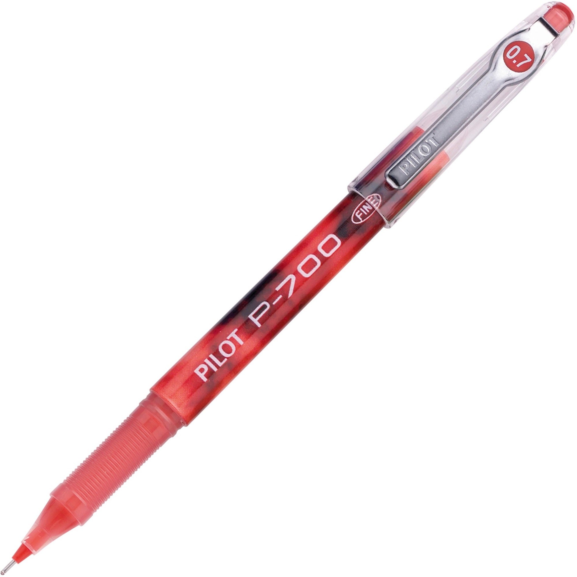 Pilot Precise P-700 Precision Point Fine Capped Gel Rolling Ball Pens - 0.7 mm Fine Pen Point - Red Ink - Gel-based - Red Barrel - 1 Dozen