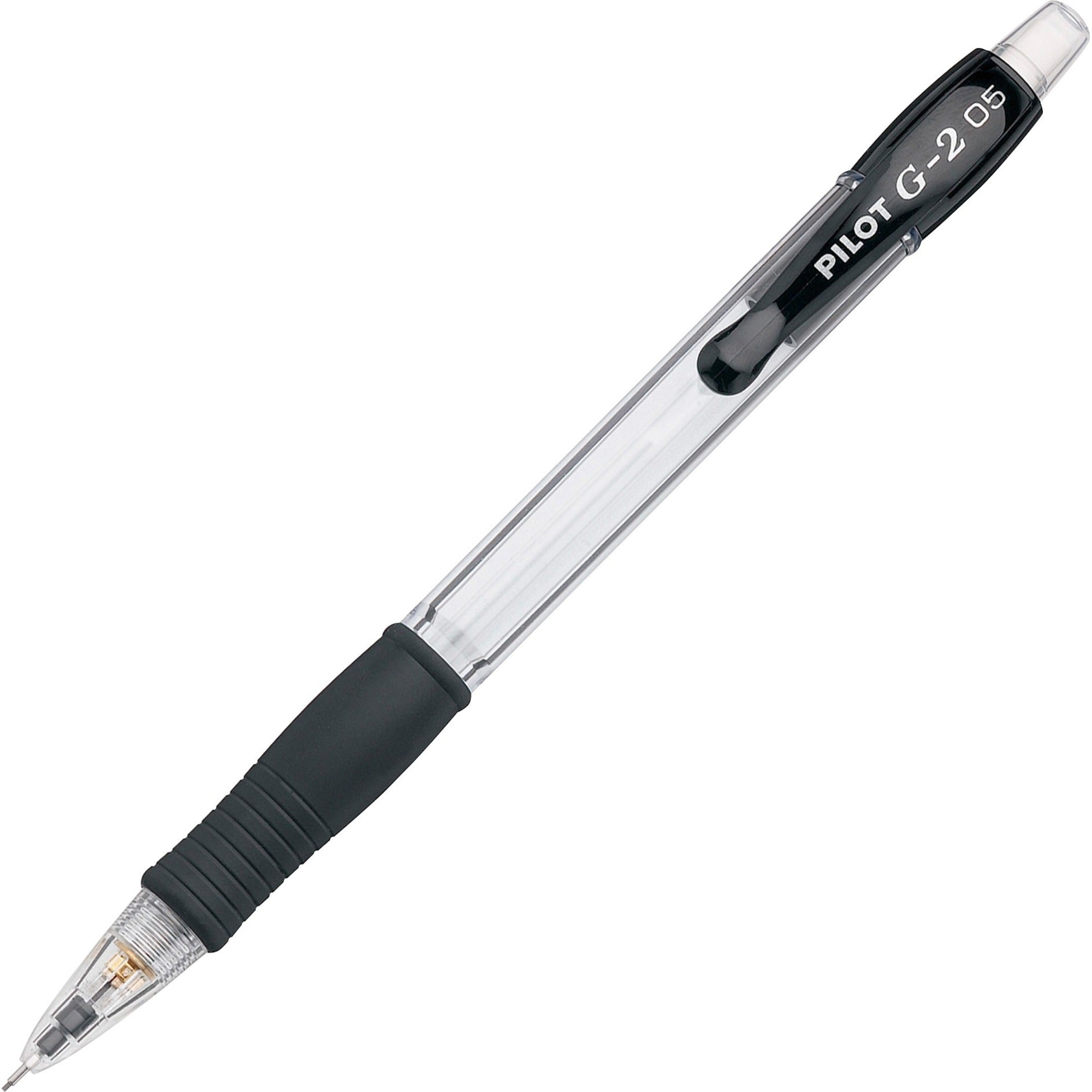 Pilot G2 Mechanical Pencils - 0.5 mm Lead - Refillable - Clear, Black Barrel - 1 Dozen