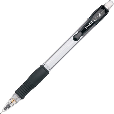 Pilot G2 Mechanical Pencils - 0.5 mm Lead - Refillable - Clear, Black Barrel - 1 Dozen