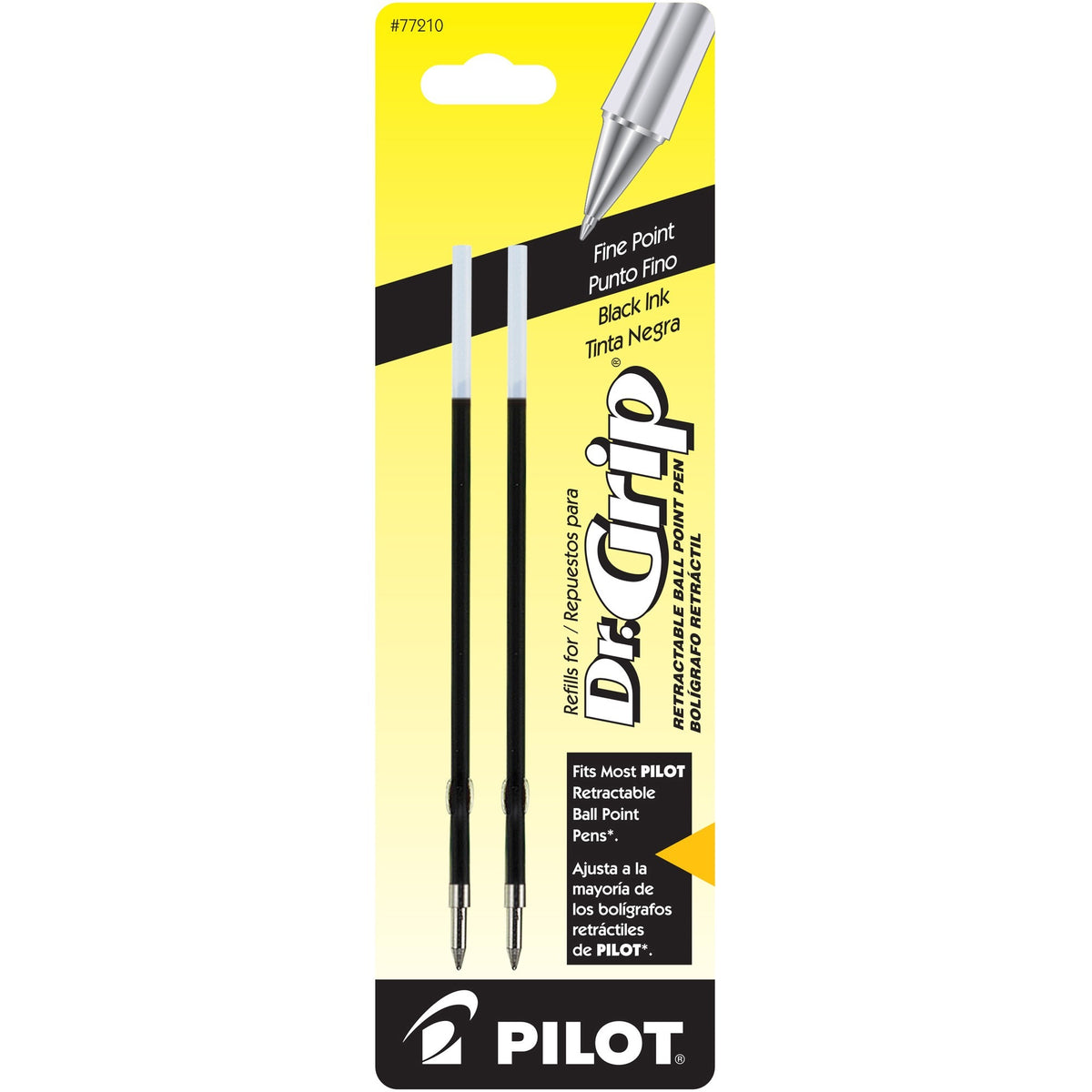 Pilot Dr. Grip Retractable Pen Refills - 0.70 mm , Fine Point - Black Ink - 2 / Pack