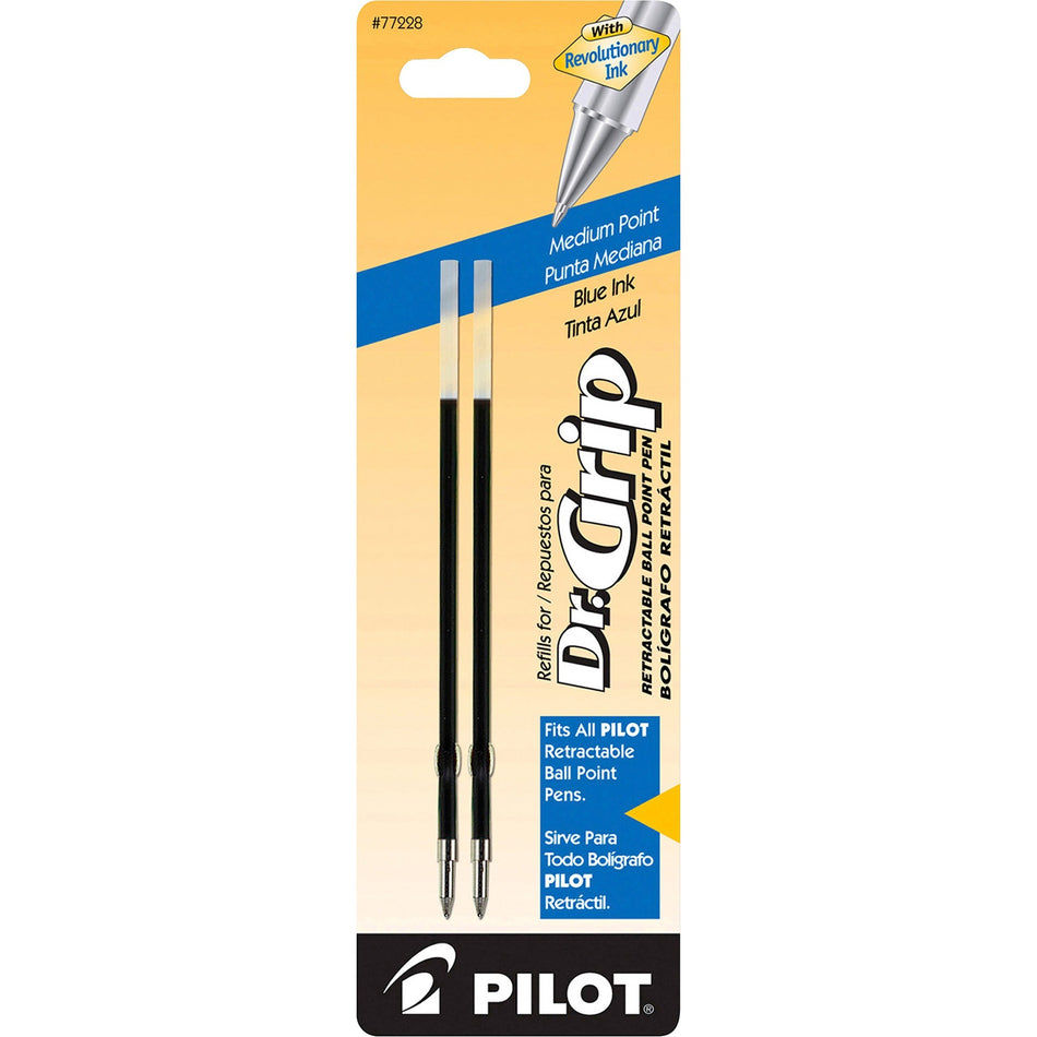 Pilot Dr. Grip Retractable Pen Refills - 1 mm , Medium Point - Blue Ink - 2 / Pack