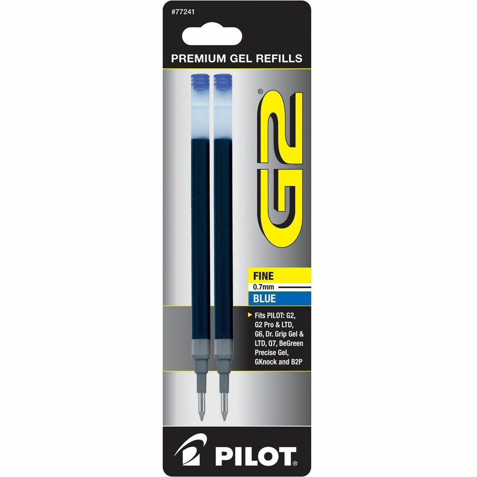 Pilot G2 Premium Gel Ink Pen Refills - 0.70 mm , Fine Point - Blue Ink - Smear Proof - 2 / Pack