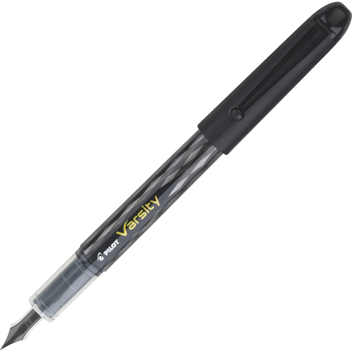 Pilot Varsity Disposable Fountain Pens - Medium Pen Point - Black Ink - Silver, Black Barrel - 1 Each