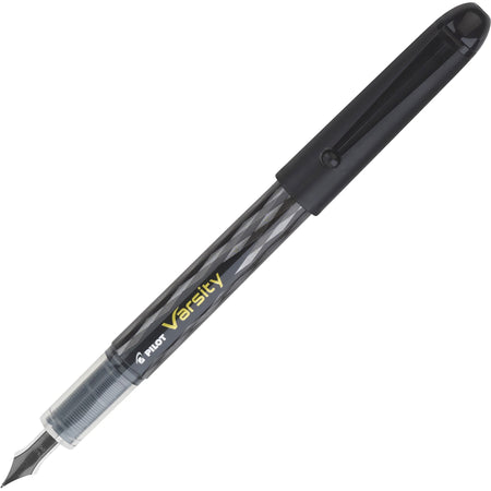 Pilot Varsity Disposable Fountain Pens - Medium Pen Point - Black Ink - Silver, Black Barrel - 1 Each