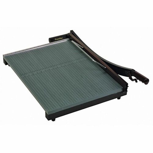 Premier Stakcut Paper Trimmers - 30 Sheet Cutting Capacity - 1 Steel Blade - 24" Cutting Length - 0.8" Height x 19" Width x 24" Depth - Self-sharpening, Locking Blade, Non-slip Rubber Feet - Wood - Green - 1 Each