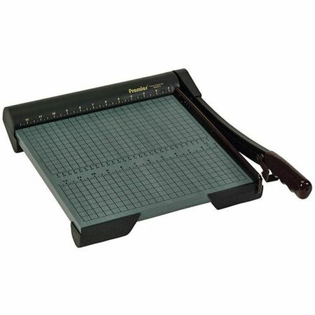 Premier Heavy-Duty Wood Series Paper Trimmers - 20 Sheet Cutting Capacity - 1 Steel Blade - 12" Cutting Length - 4" Height x 12.9" Width x 16" Depth - Non-skid Rubber Feet, Heavy Duty, Locking Blade - Wood, Steel - Green - 1 Each