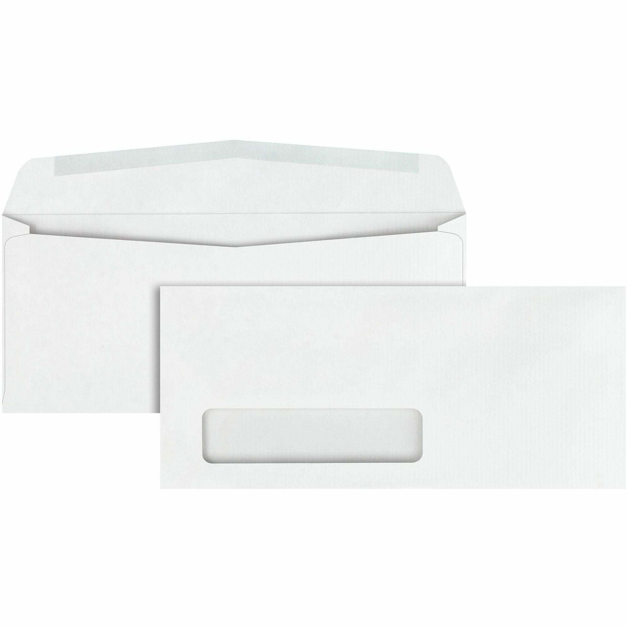 Quality Park No. 10 Single Window Business Envelopes with Embossed Ridges - Single Window - #10 - 4 1/8" Width x 9 1/2" Length - 24 lb - Gummed - White - Poly - 500 / Box