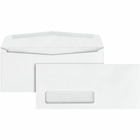Quality Park No. 10 Single Window Business Envelopes with Embossed Ridges - Single Window - #10 - 4 1/8" Width x 9 1/2" Length - 24 lb - Gummed - White - Poly - 500 / Box