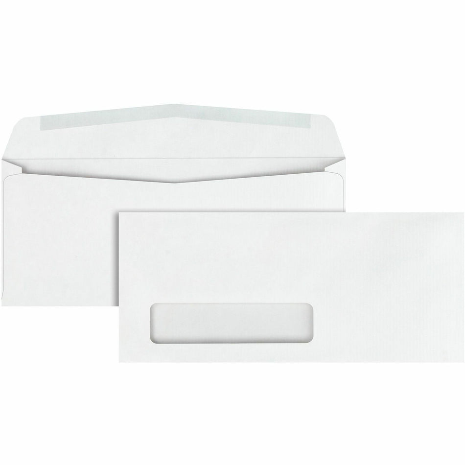 Quality Park No. 10 Single Window Business Envelopes with Embossed Ridges - Single Window - #10 - 4 1/8" Width x 9 1/2" Length - 24 lb - Gummed - White - Poly - 500 / Box