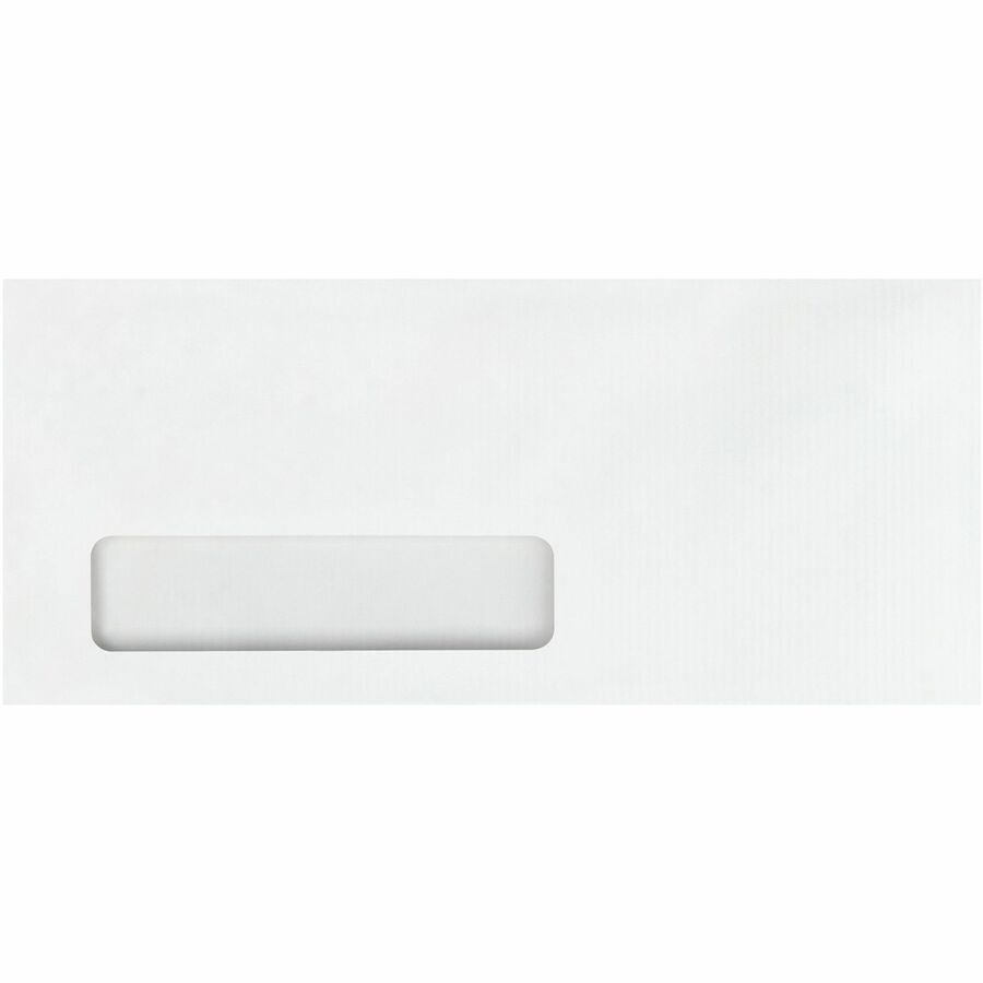Quality Park No. 10 Single Window Business Envelopes with Embossed Ridges - Single Window - #10 - 4 1/8" Width x 9 1/2" Length - 24 lb - Gummed - White - Poly - 500 / Box