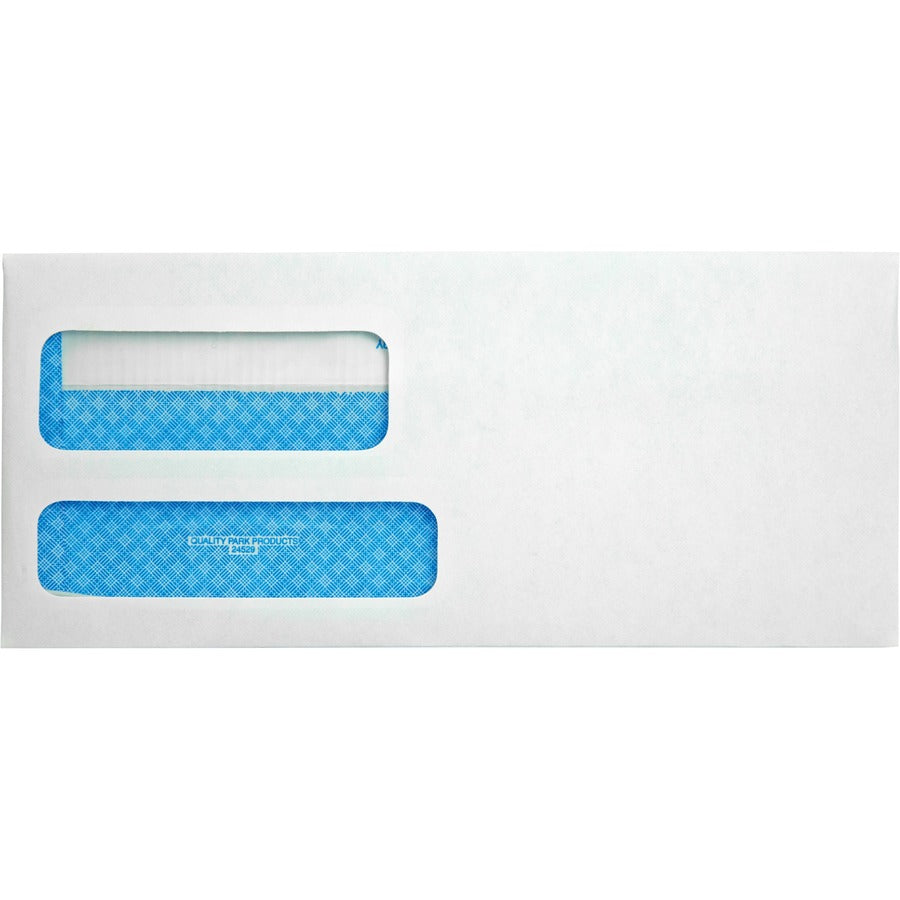 Quality Park No. 9 Double Window Security Tint Envelopes with Redi-Seal® Self-Seal - Double Window - #9 - 3 7/8" Width x 8 7/8" Length - 24 lb - Self-sealing - White - Wove - 500 / Box