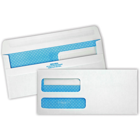 Quality Park No. 9 Double Window Security Tint Envelopes with Redi-Seal® Self-Seal - Double Window - #9 - 3 7/8" Width x 8 7/8" Length - 24 lb - Self-sealing - White - Wove - 500 / Box
