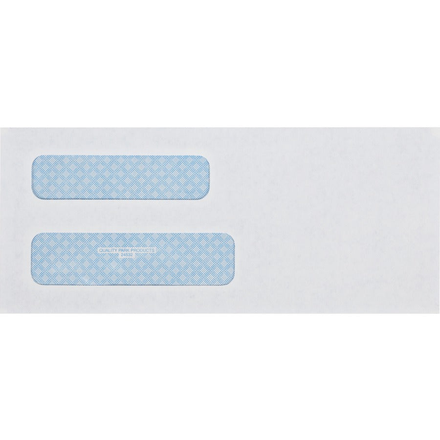 Quality Park No. 8-5/8 Double Window Security Tint Envelopes - Double Window - #8 5/8 - 3 5/8" Width x 8 5/8" Length - 24 lb - Gummed - White - Wove - 500 / Box