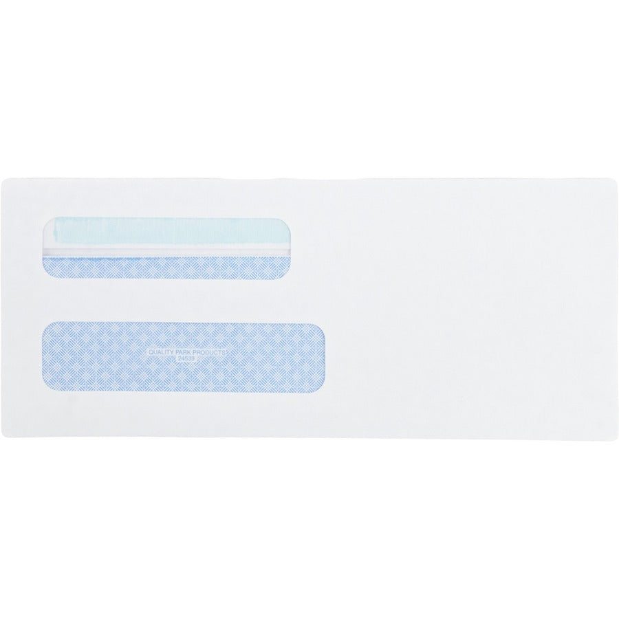 Quality Park No. 8-5/8 Double Window Security Tint Envelopes with Redi-Seal® Self-Seal - Double Window - #8 5/8 - 3 5/8" Width x 8 5/8" Length - 24 lb - Self-sealing - White - Wove - 500 / Box