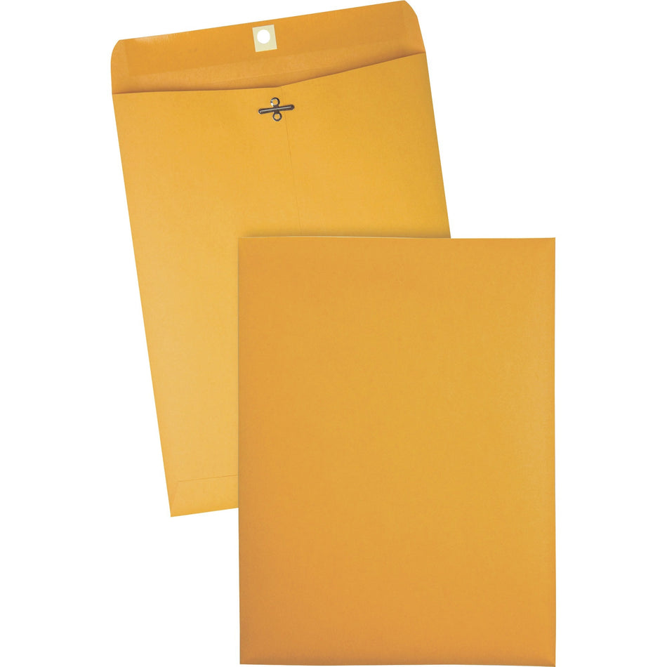 Quality Park 9 x 12 Clasp Envelopes with Deeply Gummed Flaps - Clasp - #90 - 9" Width x 12" Length - 28 lb - Gummed - Kraft - Kraft - 100 / Box