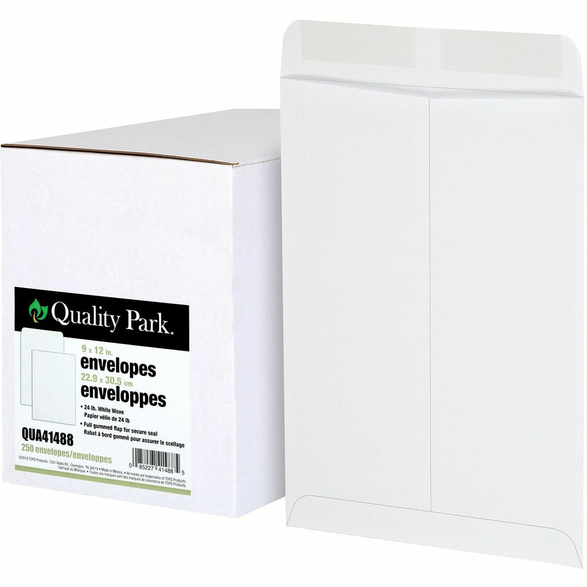Quality Park 9 x 12 Catalog Envelopes with Gummed Flap - Catalog - #10 1/2 - 9" Width x 12" Length - 24 lb - Gummed - White - Wove - 250 / Box