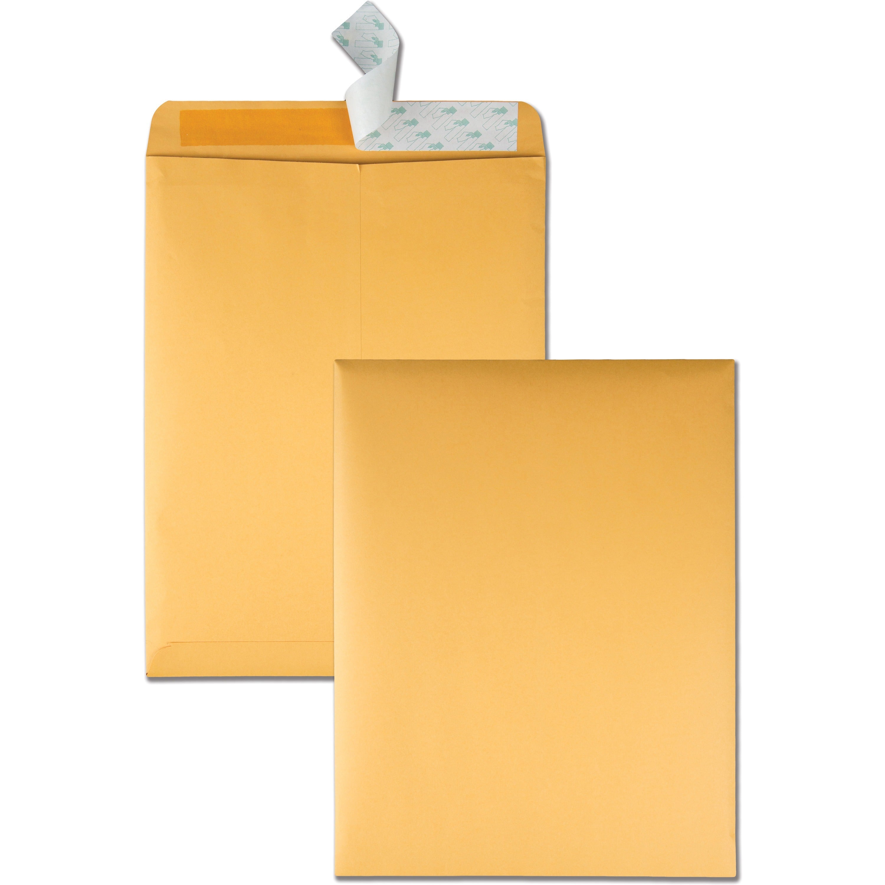 Quality Park 10 x 13 Catalog Envelopes with Self-Seal Closure - Catalog - #13 1/2 - 10" Width x 13" Length - 28 lb - Self-sealing - Kraft - Kraft - 100 / Box