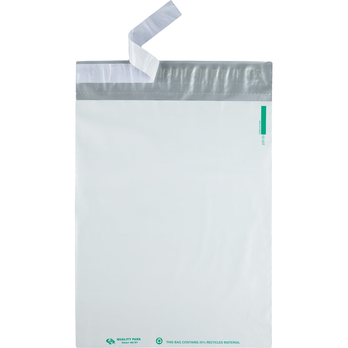 Quality Park 12 x 15-1/2 Jumbo Poly Mailers with Redi-Strip®  Self-Sealing Closure - Catalog - 12" Width x 15 1/2" Length - Peel & Seal - White - Polypropylene - 100 / Pack