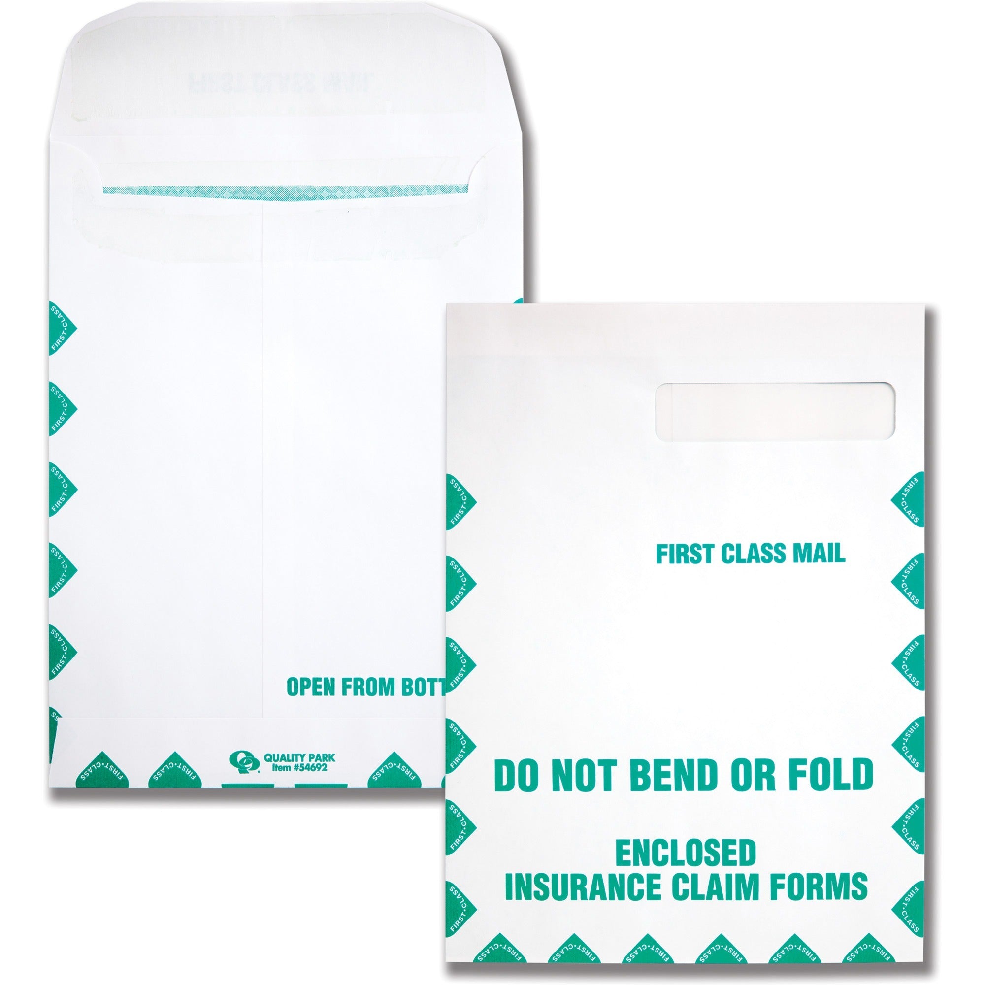 Quality Park Health Claim Insurance Envelopes for Medicare Form HCFA-1508 - Security Tint - Single Window - 9" Width x 12 1/2" Length - 28 lb - Self-sealing - White - Wove - 100 / Box