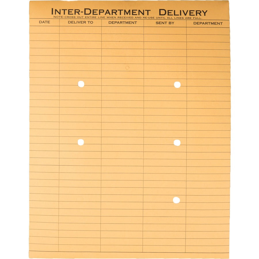 Quality Park 10 x 13 Inter-Departmental Envelopes - Inter-department - 10" Width x 13" Length - 28 lb - String/Button - Brown Kraft - Kraft - 100 / Box