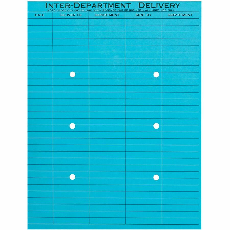 Quality Park 10 x 13 Inter-Departmental Envelopes - Inter-department - 10" Width x 13" Length - 28 lb - String/Button - Blue - 100 / Box