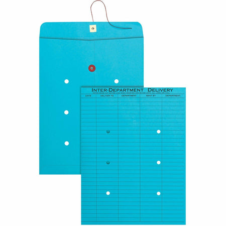 Quality Park 10 x 13 Inter-Departmental Envelopes - Inter-department - 10" Width x 13" Length - 28 lb - String/Button - Blue - 100 / Box